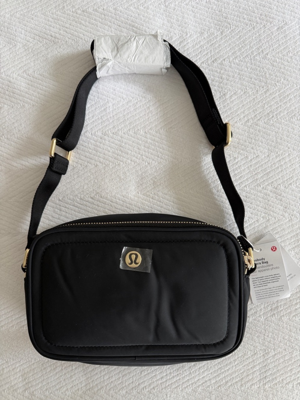lululemon athletica Black Crossbody Bag with Gold Hardware